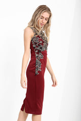 Metallic gehaakte trim MIDI -jurk