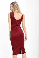 Metallic gehaakte trim MIDI -jurk