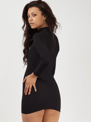 Vestido de cambio de cuerpo de cuello de polo acanalado