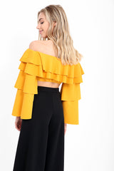 Extreme Layered Frill Bardot Crop Top