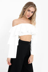 Extreme Layered Frill Bardot Crop Top