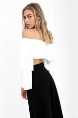 Extreme Layered Frill Bardot Crop Top