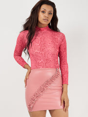 Traje de manga larga con estampado de serpiente de cuello alto