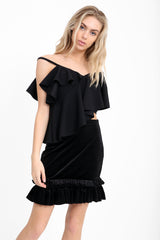 One Shoulder Asymmetric Frill Top
