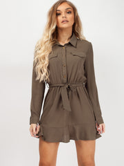 Vestido de camisa de cintura para la corbata del dobladillo