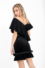 One Shoulder Asymmetric Frill Top