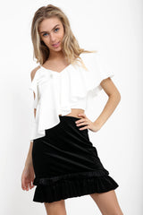 One Shoulder Asymmetric Frill Top
