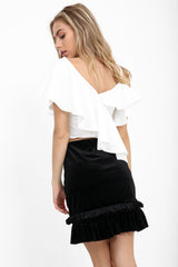 One Shoulder Asymmetric Frill Top
