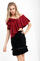 One Shoulder Asymmetric Frill Top