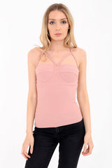 Gepolsterte Büste geripptes Cami -Top