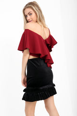 One Shoulder Asymmetric Frill Top