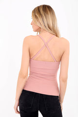 Gepolsterte Büste geripptes Cami -Top