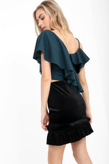 One Shoulder Asymmetric Frill Top
