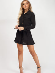 Vestido de camisa de cintura para la corbata del dobladillo