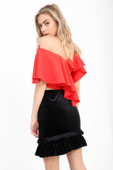 One Shoulder Asymmetric Frill Top