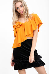 One Shoulder Asymmetric Frill Top