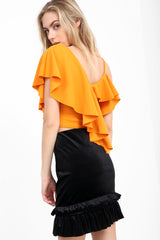 One Shoulder Asymmetric Frill Top