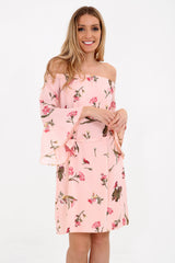 Botanische Blumenkrawatte Knoten Bardot Kleid