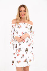 Botanische Blumenkrawatte Knoten Bardot Kleid