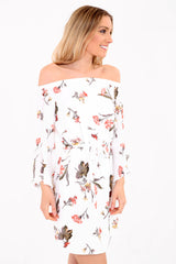 Botanische Blumenkrawatte Knoten Bardot Kleid