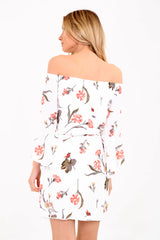 Botanische Blumenkrawatte Knoten Bardot Kleid