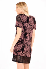 Fishnet Panelled 'NEW YORK' T Shirt Dress