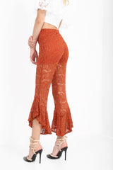 Rüschen Saum Spitzengeschnittene Hosen