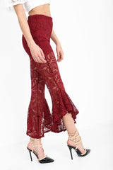 Rüschen Saum Spitzengeschnittene Hosen