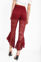 Rüschen Saum Spitzengeschnittene Hosen