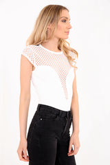 Fishnet Mesh Cap Sleeve Bodysuit