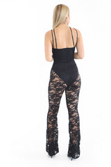 Double Strap Floral Lace Jumpsuit