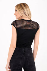Fishnet Mesh Cap Sleeve Bodysuit