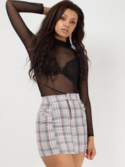 Tartan Check Buckle Zip Up Skirt