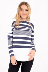 Top de crepe a rayas de manga larga