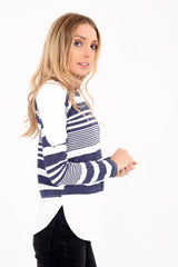 Top de crepe a rayas de manga larga