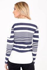 Top de crepe a rayas de manga larga
