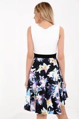 Hi-Lo Half Floral Skater Dress