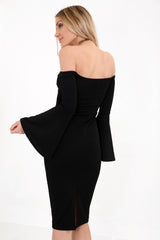 Trichterhülle Bardot Midi Kleid