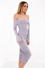 Rumpf Bardot Bodycon Midi Kleid