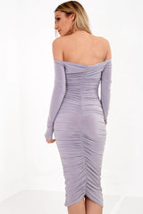 Rumpf Bardot Bodycon Midi Kleid