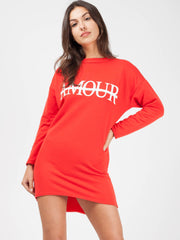 Amour Slogan Sweat Jumper Kleid