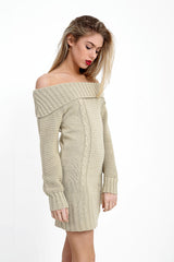Cable Knit Bardot Jumper Dress