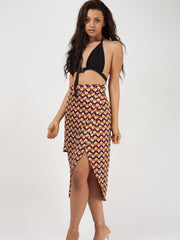 Geometric Print Wrap Over Sarong Midi Skirt