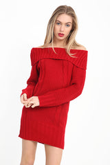 Cable Knit Bardot Jumper Dress