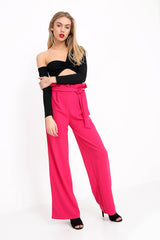 Wijd been papieren zak taille broek