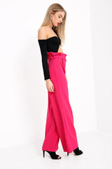 Wijd been papieren zak taille broek