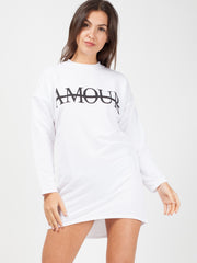 Amour Slogan Sweat Jumper Kleid