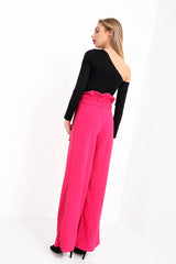 Wijd been papieren zak taille broek