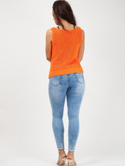 V Neck Twist Front Sleeveless Knitted Vest Top