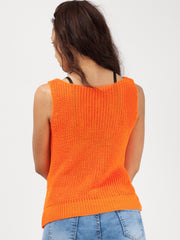 V Neck Twist Front Sleeveless Knitted Vest Top